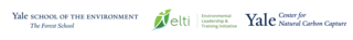 Logos for Yale School of the Environment, Environmental Leadership & Traning Initiative, and Yale Center for Natural Carbon Capture